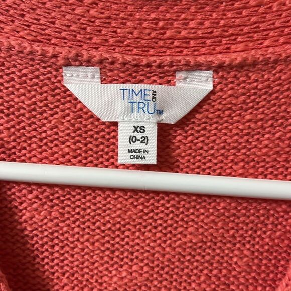 Time and Tru CoralCotton Button Down Cardigan (Size XS) - Picture 5 of 7